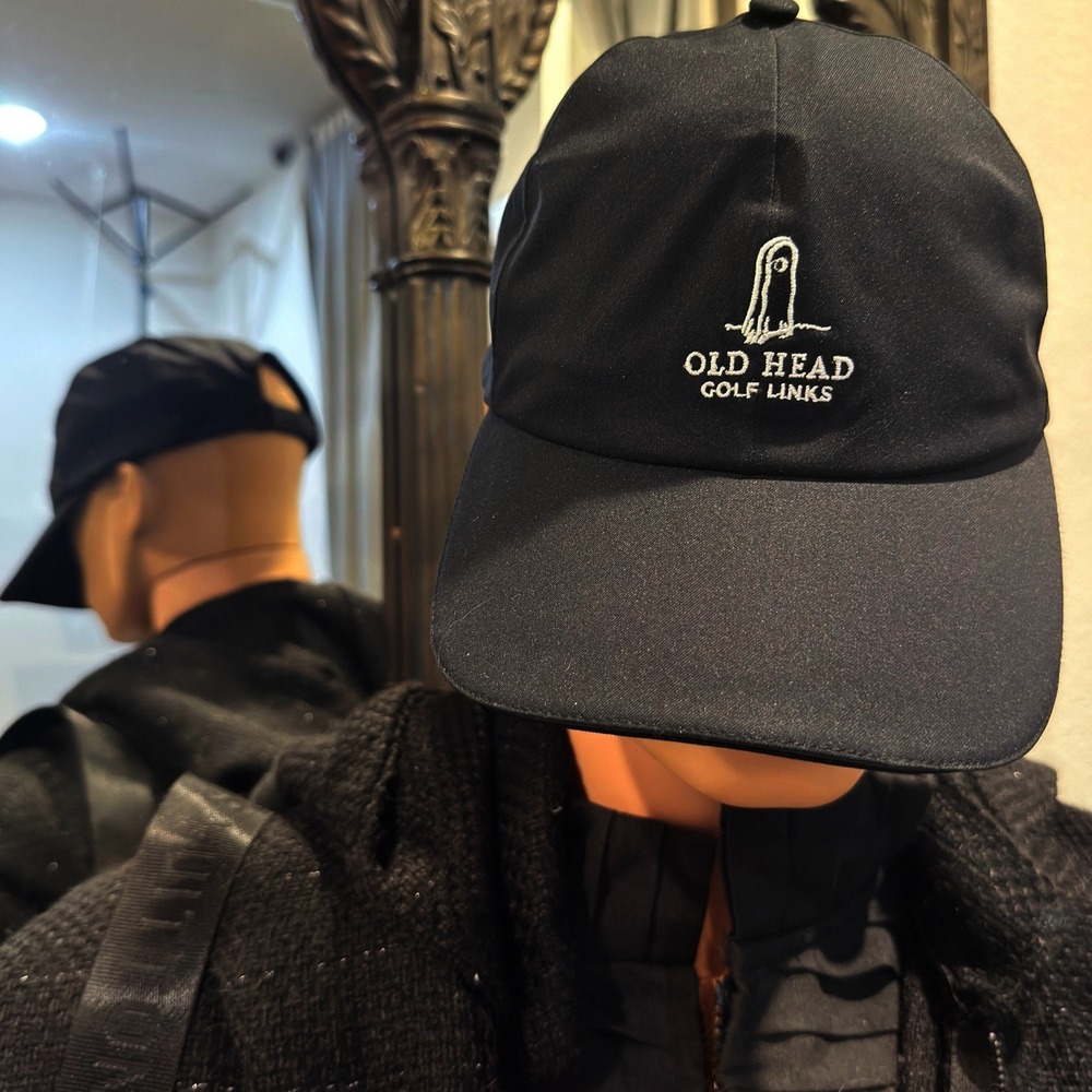 KJUS Hat Unisex OS Old Head Golf Links Rain Cap Black Solid Adjustable Modern